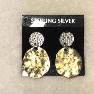 Edgy (L) Vintage hammered pewter/Old Brasstone Dystopic 80s Glam post earrings!